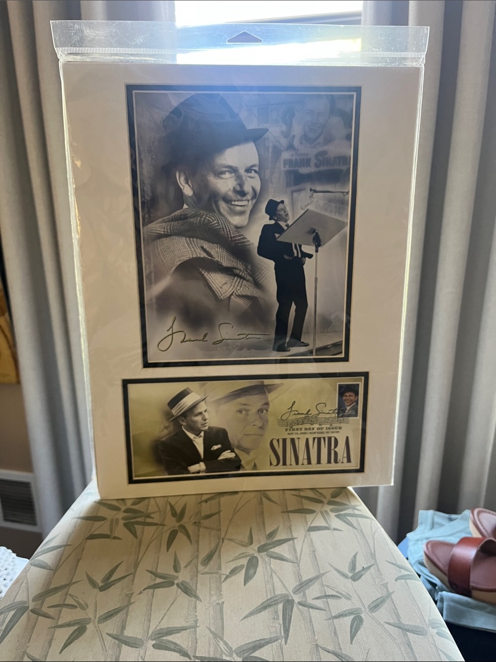 Frank Sinatra US post office edition stamp and photo combo 12 x 16 1/2